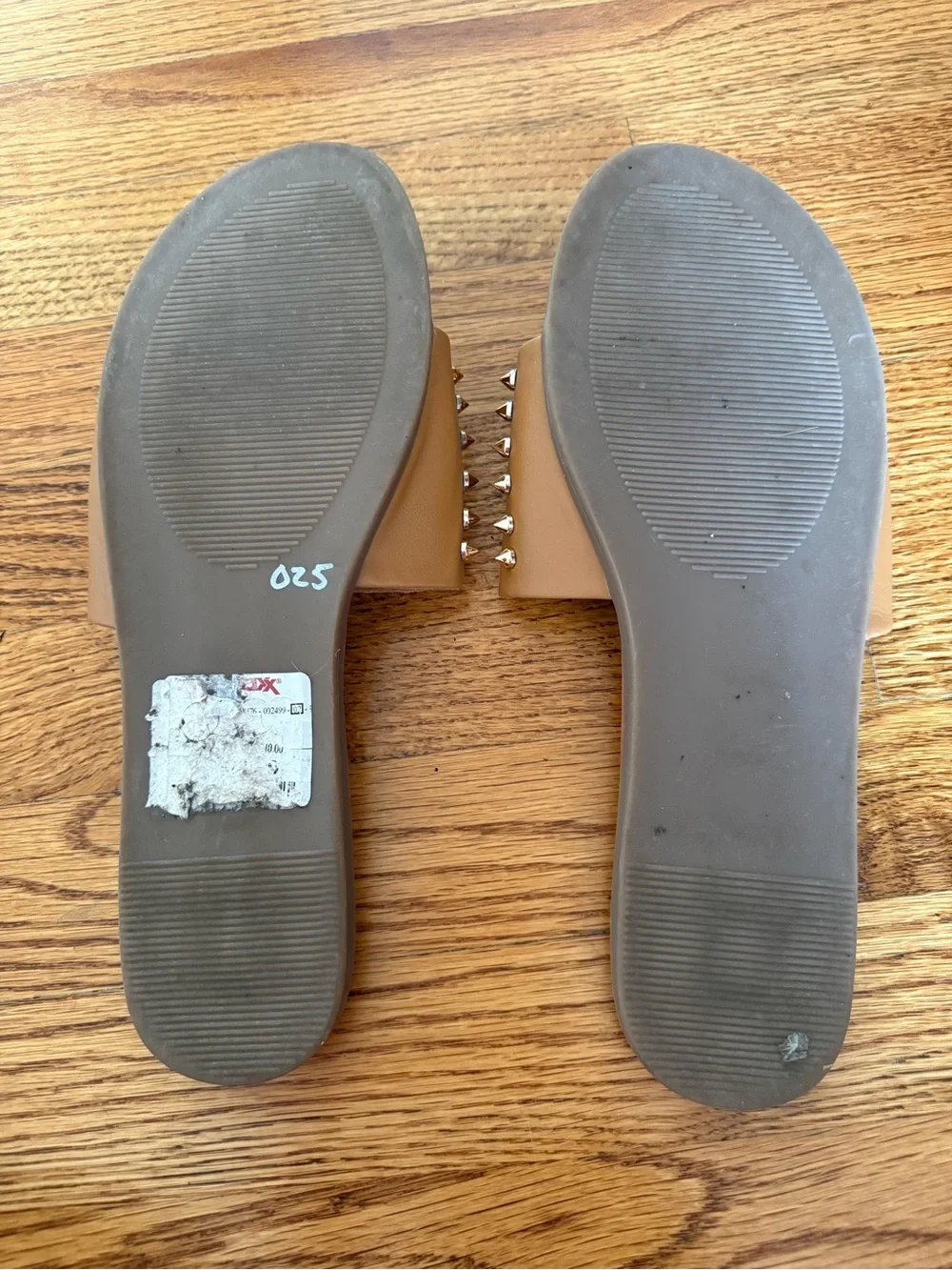Madden Girl Tan Brown Studded Slide Sandals